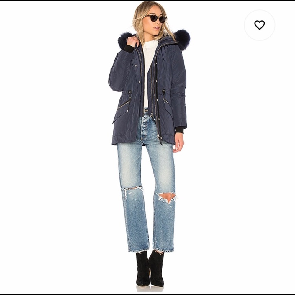 MACKAGE Katryn Jacket With Fur Collar in Ink